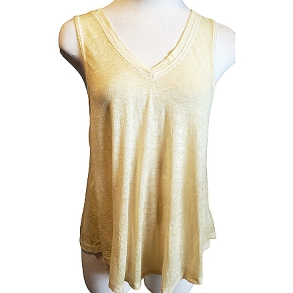 Free People WE THE FREE Top XS Yellow Tank Layered Casual Beachy Y2K Pullover - Picture 1 of 5